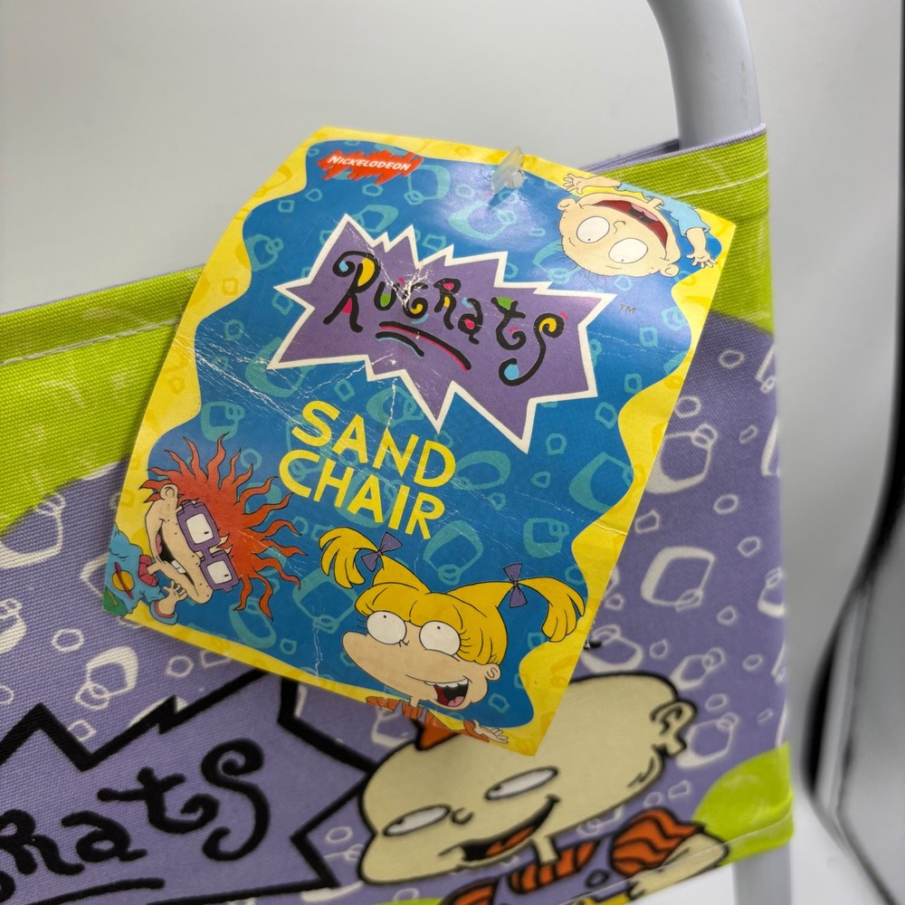 Rugrats Sand Chair Kids Purple Green Vintage 1997 Nickelodeon Folding NOS tags - Picture 5 of 12